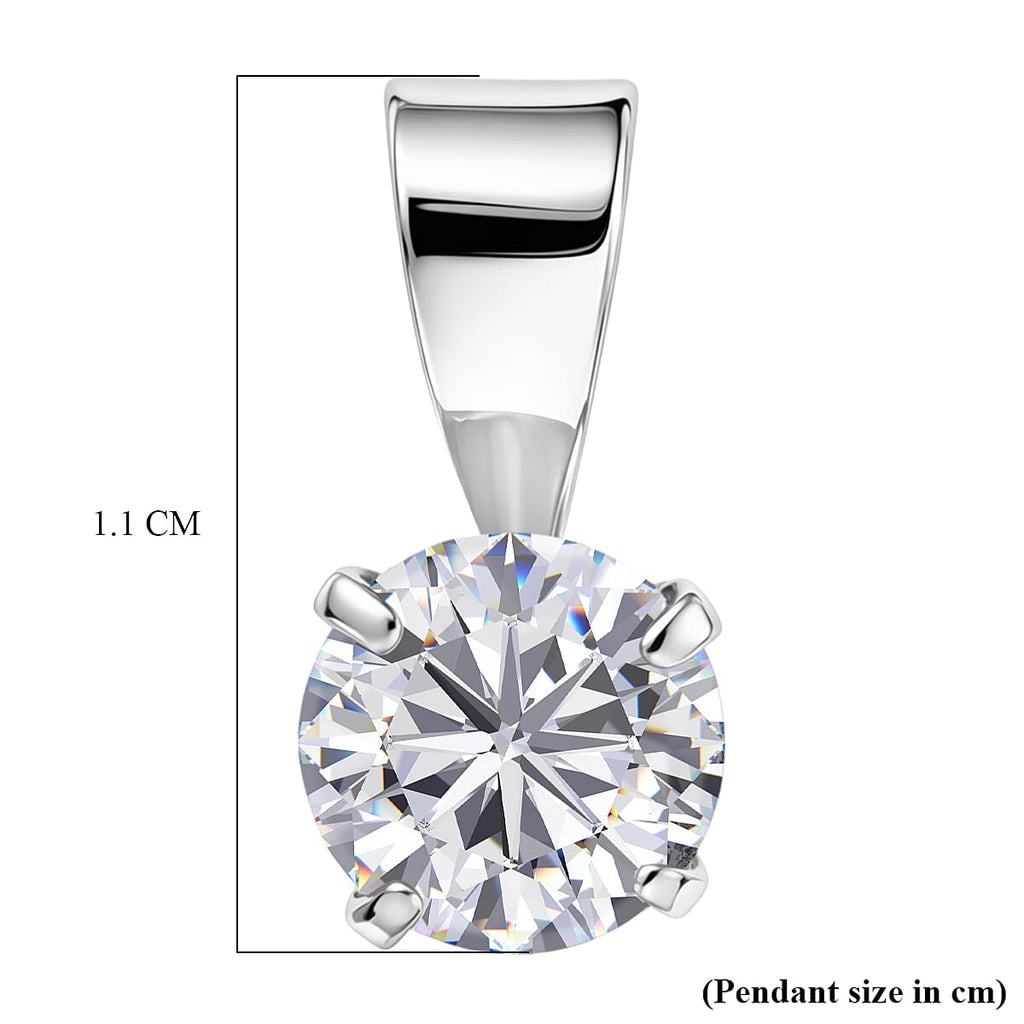 Moissanite Solitaire Pendant in Platinum Overlay Sterling Silver