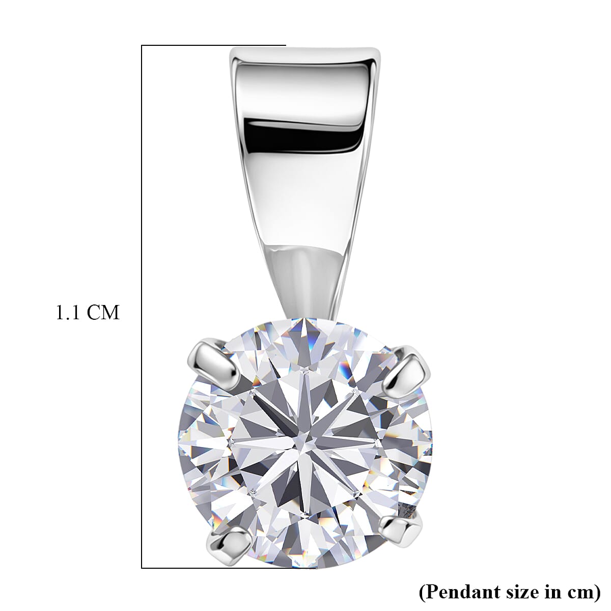 Moissanite Solitaire Pendant in Platinum Overlay Sterling Silver 8498174 6