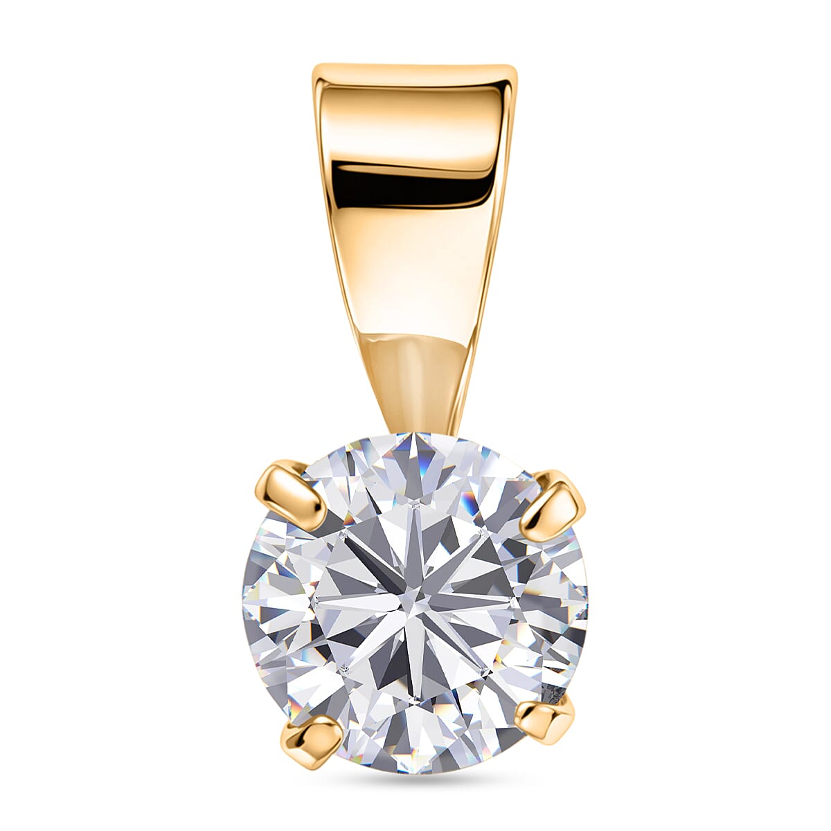 Moissanite Solitaire Pendant in Yellow Gold Plated Sterling Silver V32605638 0