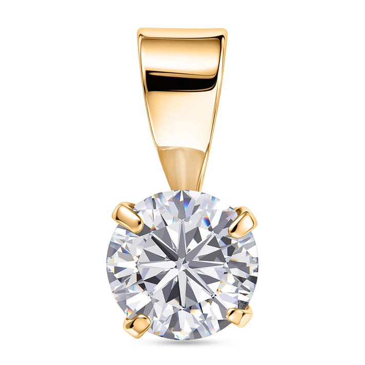 Moissanite Solitaire Pendant in Yellow Gold Plated Sterling Silver V32622365 1