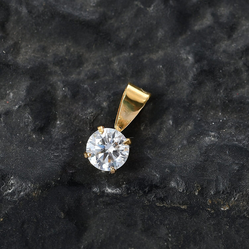 Moissanite Solitaire Pendant in Yellow Gold Plated Sterling Silver