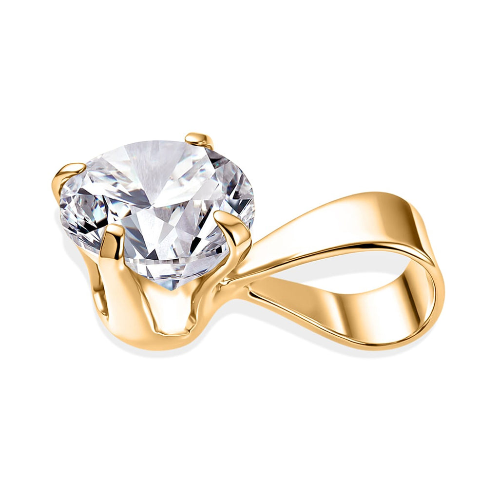 Moissanite Solitaire Pendant in Yellow Gold Plated Sterling Silver