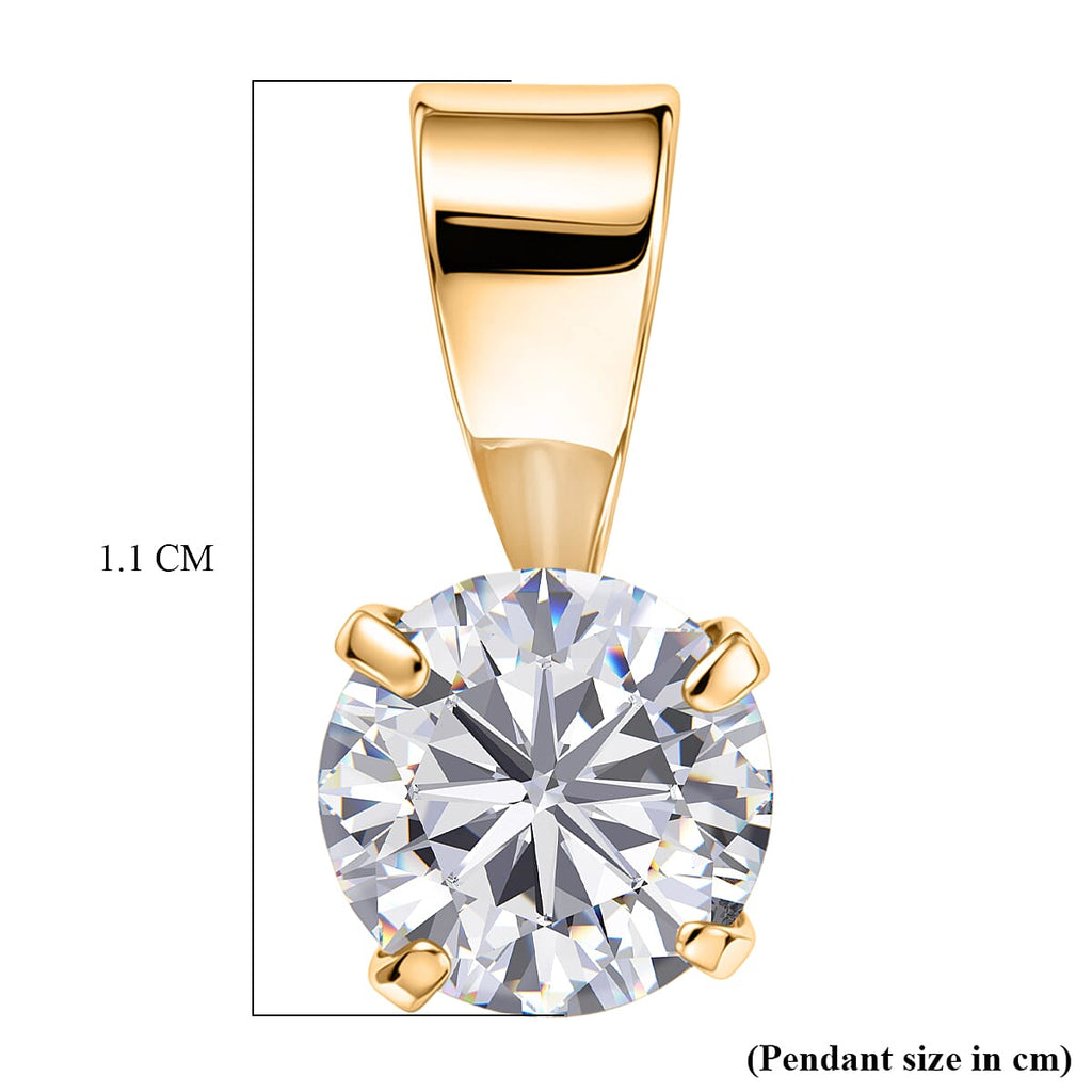 Moissanite Solitaire Pendant in Yellow Gold Plated Sterling Silver