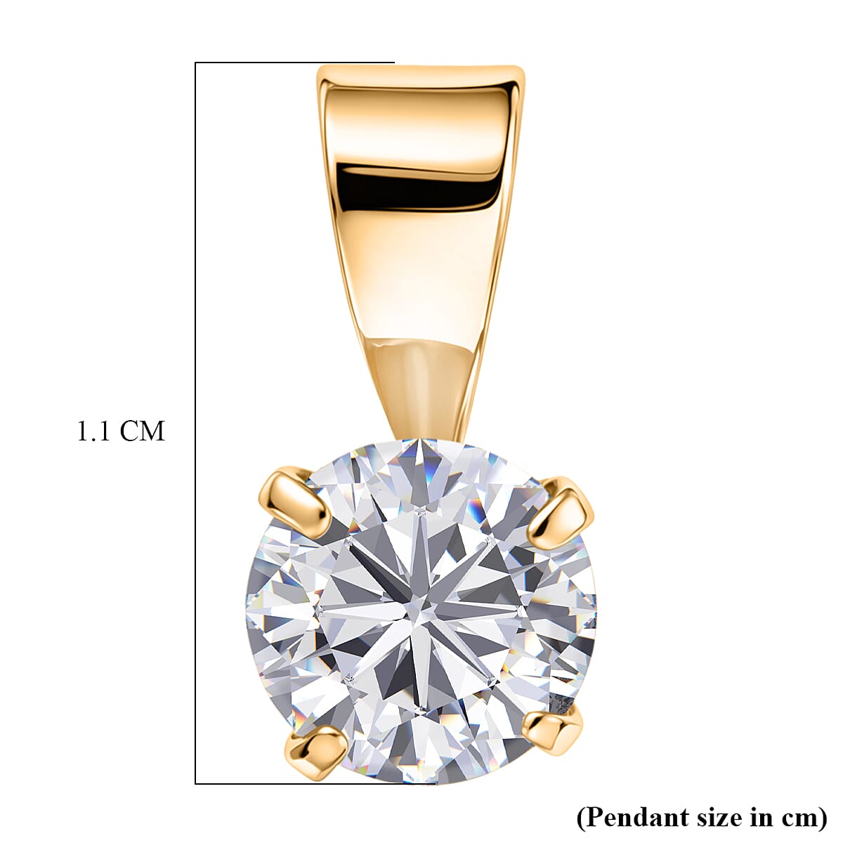 Moissanite Solitaire Pendant in Yellow Gold Plated Sterling Silver V32605638 6