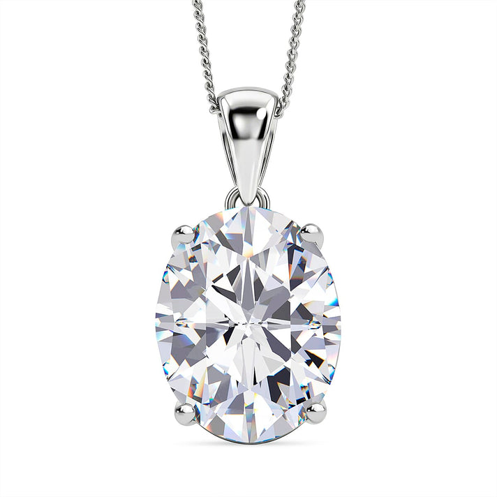 Moissanite Solitaire Pendant with Chain (Size 18) in Rhodium Overlay Sterling Silver 10.00 Ct. 4459268 1