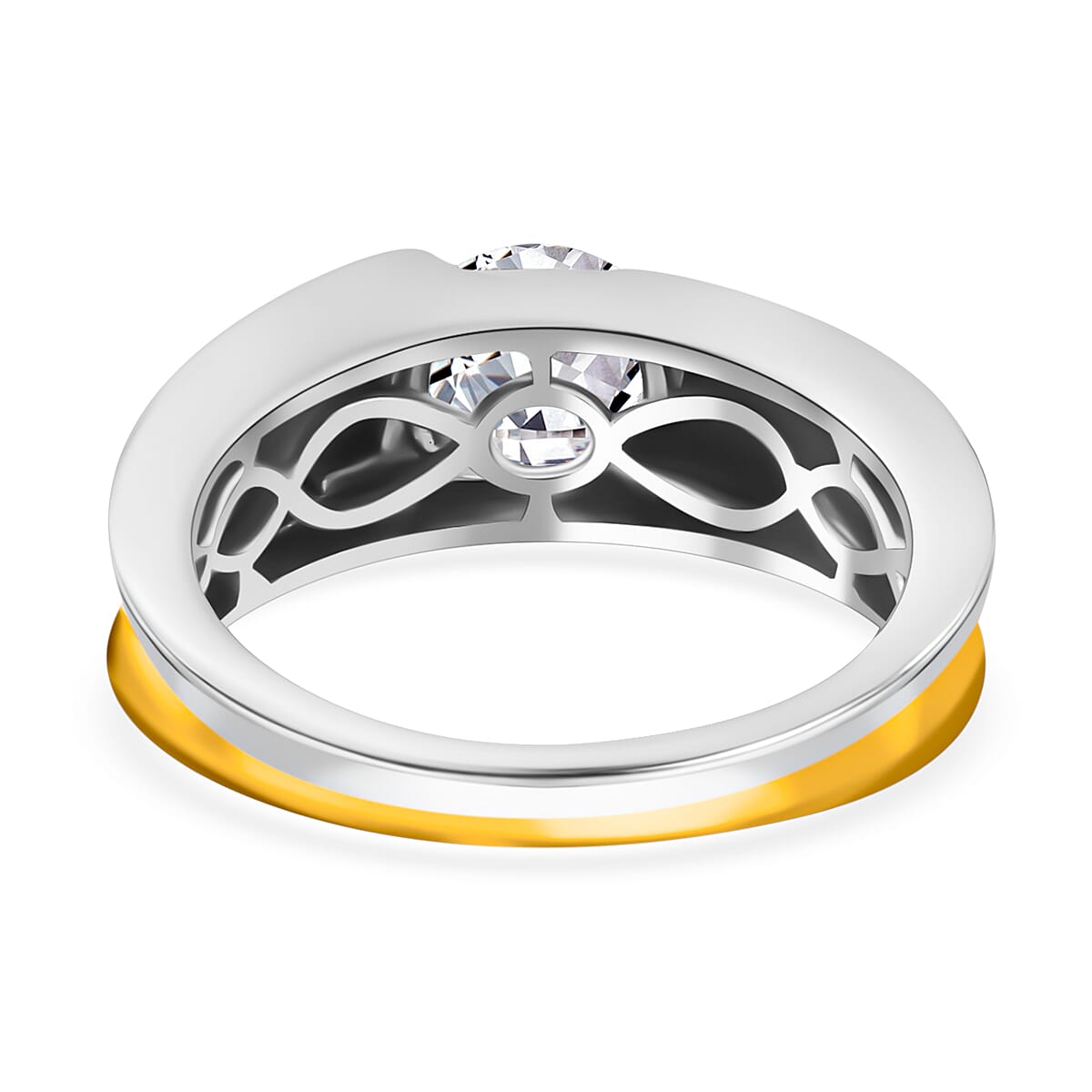 Closeout Deal - Moissanite Dual Tone Solitaire Ring in Sterling Silver 7757255 5