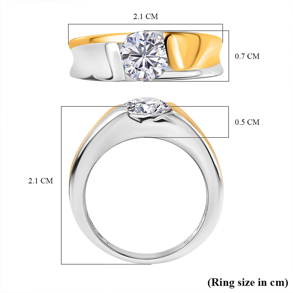 Closeout Deal - Moissanite Dual Tone Solitaire Ring in Sterling Silver 7757255 6