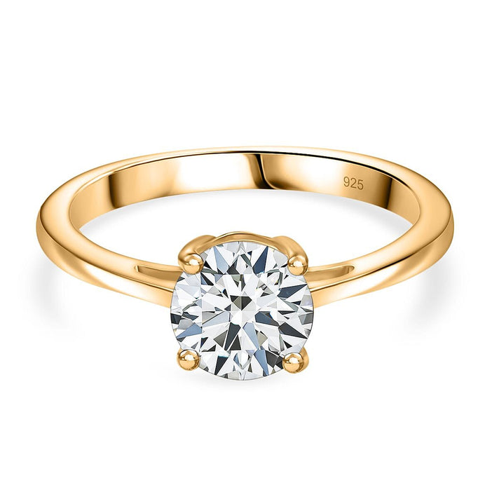 Moissanite Solitaire Ring in 18K Vermeil Yellow Gold Over Sterling Silver 0.94 Ct. 8054206 1