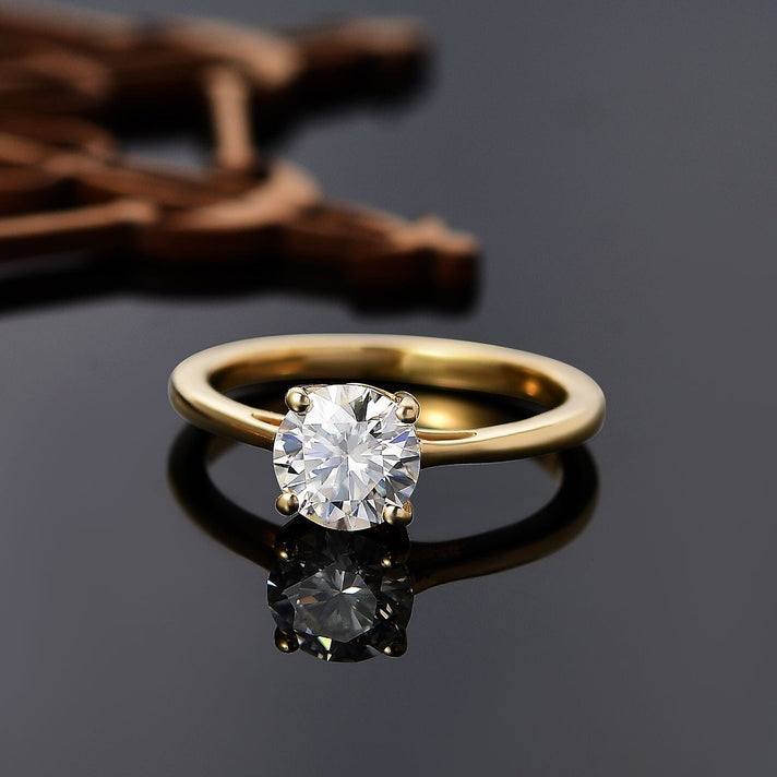 Moissanite Solitaire Ring in 18K Vermeil Yellow Gold Over Sterling Silver 0.94 Ct. 8054206 2