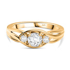 Moissanite Solitaire Ring in Yellow Gold Plated Sterling Silver