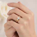 Moissanite Solitaire Ring in Yellow Gold Plated Sterling Silver