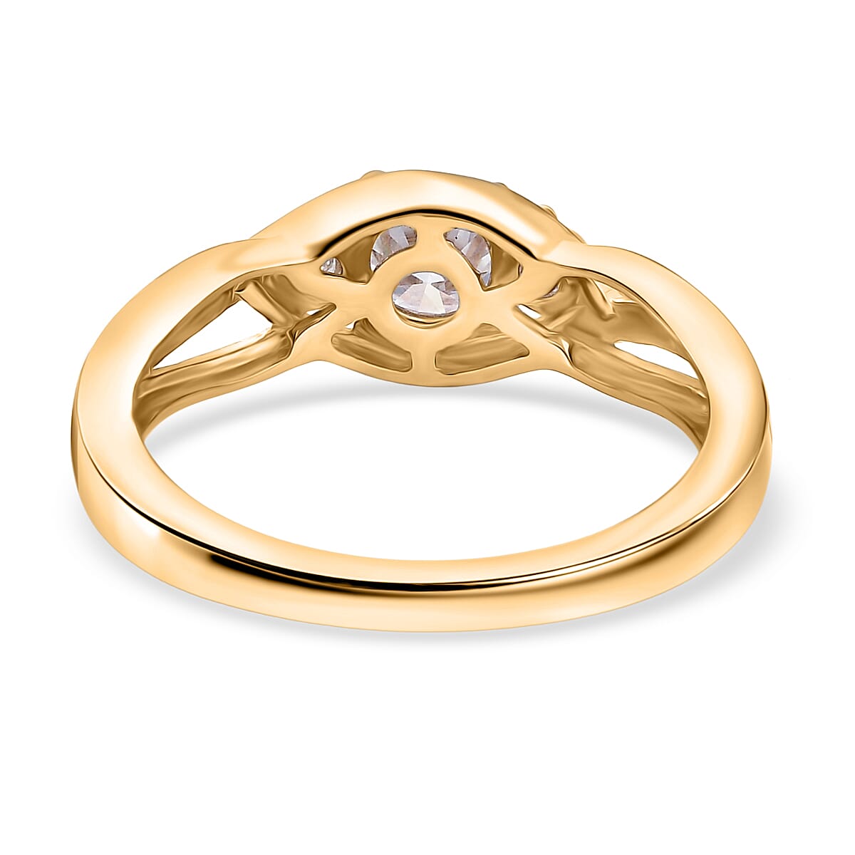 Moissanite 3-Stone Ring in Yellow Gold Over Sterling Silver 8312240 5