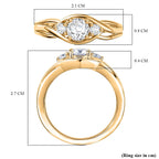 Moissanite Solitaire Ring in Yellow Gold Plated Sterling Silver