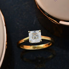 Moissanite Solitaire Ring in 18K Yellow Gold Plating Sterling Silver 1.16 Ct.