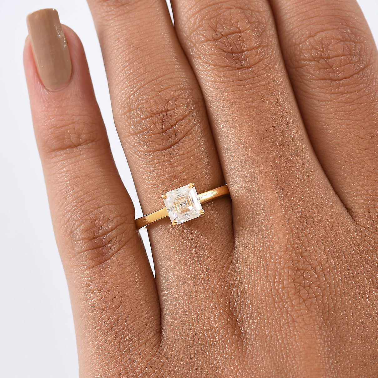 Moissanite Solitaire Ring in 18K Yellow Gold Plating Sterling Silver 1.16 Ct. 8251965 2