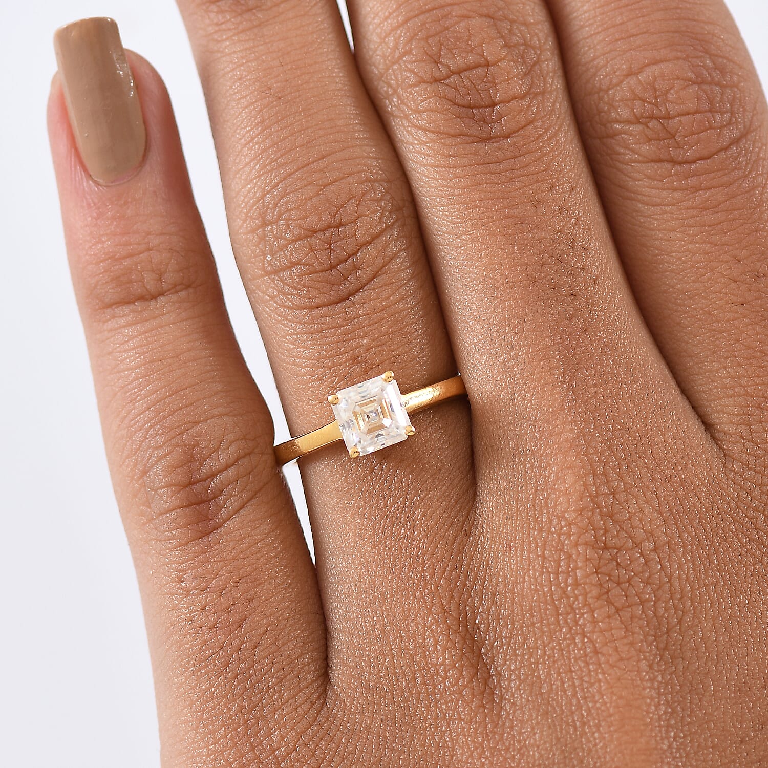 Moissanite Solitaire Ring in 18K Yellow Gold Plating Sterling Silver 1.16 Ct. 8251965 2