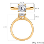 Moissanite Solitaire Ring in 18K Yellow Gold Plating Sterling Silver 1.16 Ct.