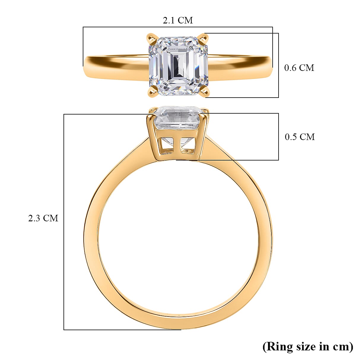 Moissanite Solitaire Ring in 18K Yellow Gold Plating Sterling Silver 1.16 Ct. 8251965 5