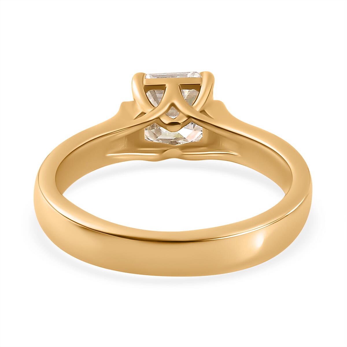 Designer Inspired - Moissanite (Asscher Cut) Solitaire Ring in 18K Yellow Gold Vermeil Plated Sterling Silver 1.15 Ct 7784690 3