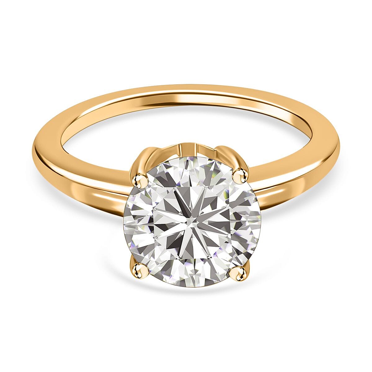 Moissanite Solitaire Ring in 18K Yellow Gold Vermeil Plated Sterling Silver 7925659 0