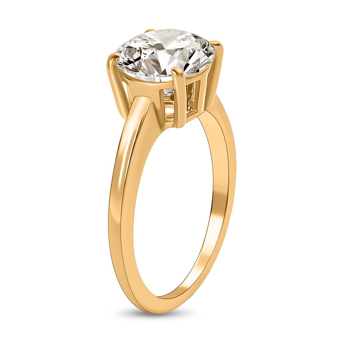 Moissanite Solitaire Ring in 18K Yellow Gold Vermeil Plated Sterling Silver 7925659 3