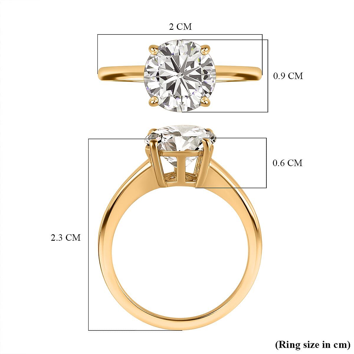 Moissanite Solitaire Ring in 18K Yellow Gold Vermeil Plated Sterling Silver 7925659 5