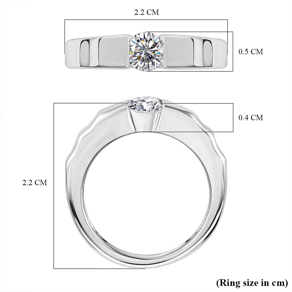 Moissanite Solitaire Band Ring in Platinum Overlay Sterling Silver 7711463 5