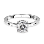 D'Joy Moissanite Solitaire Ring in Platinum Overlay Sterling Silver