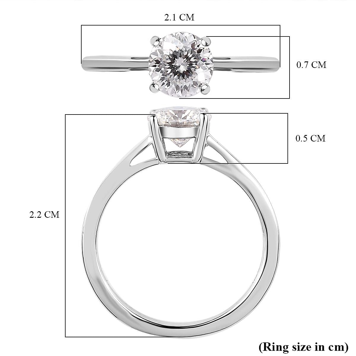 D'Joy Moissanite Solitaire Ring in Platinum Overlay Sterling Silver V32515244 6