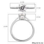 D'Joy Moissanite Solitaire Ring in Platinum Overlay Sterling Silver