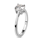 D'Joy Moissanite Solitaire Ring in Platinum Overlay Sterling Silver