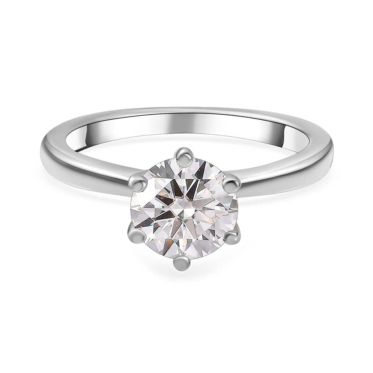 GRA Certified Moissanite Solitaire Ring in Platinum Overlay Sterling Silver 1.14 Ct V32639144 0