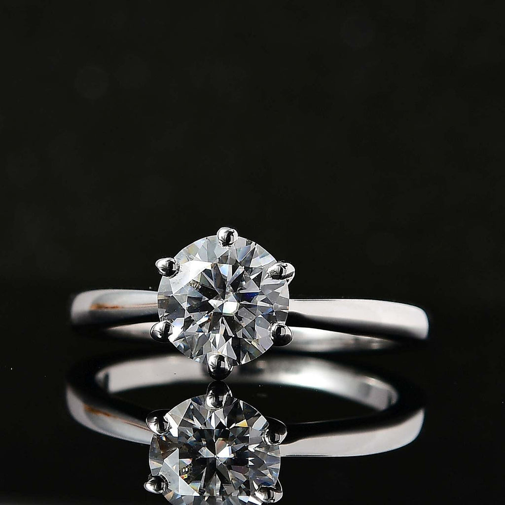 Moissanite  Solitaire Ring in Platinum Overlay Sterling Silver 1.15 Ct
