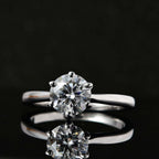 Moissanite  Solitaire Ring in Platinum Overlay Sterling Silver 1.15 Ct