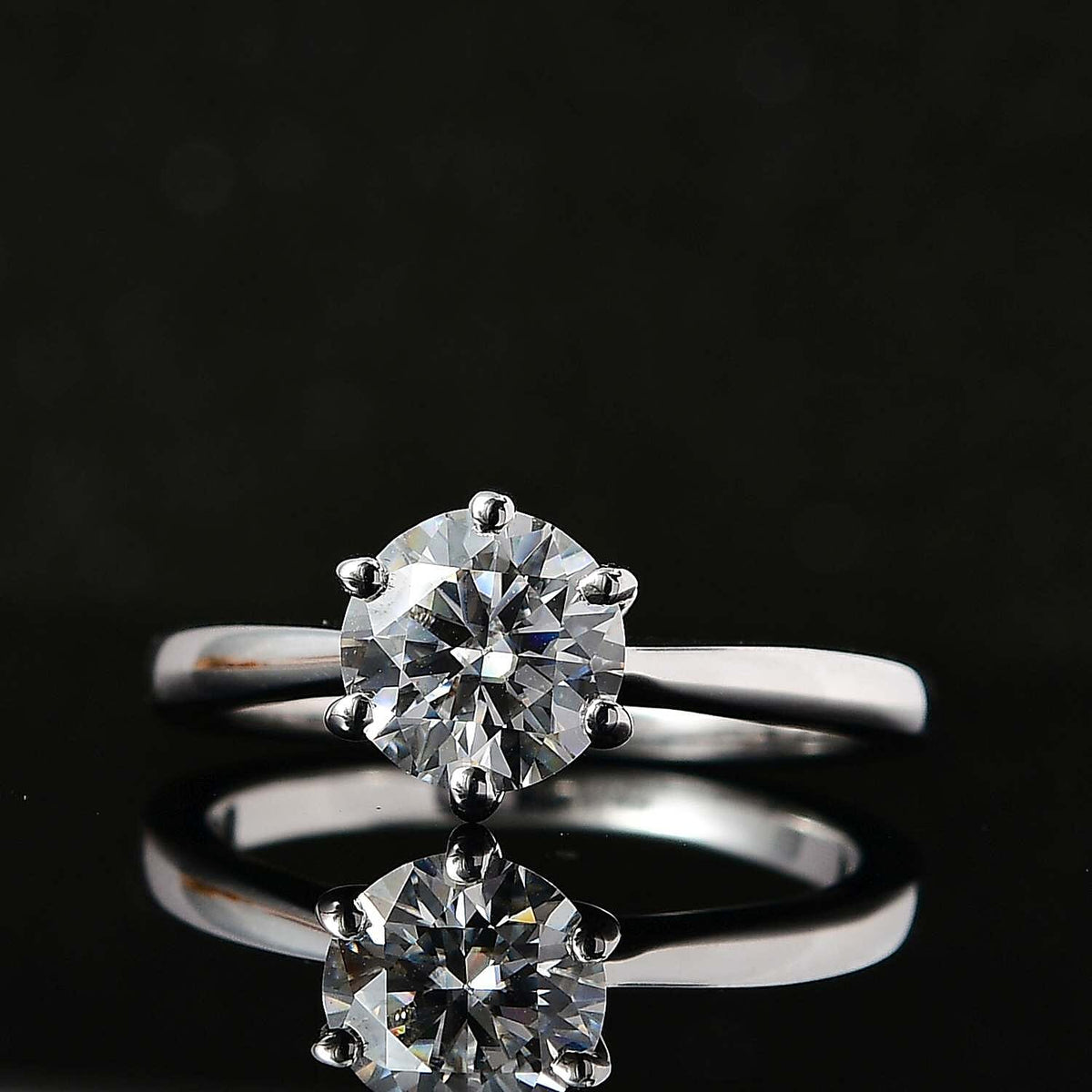 GRA Certified Moissanite Solitaire Ring in Platinum Overlay Sterling Silver 1.14 Ct V32639144 3