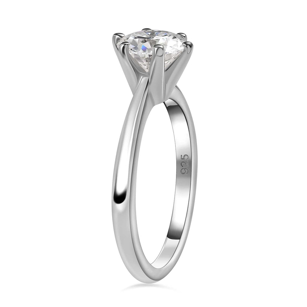Moissanite  Solitaire Ring in Platinum Overlay Sterling Silver 1.15 Ct