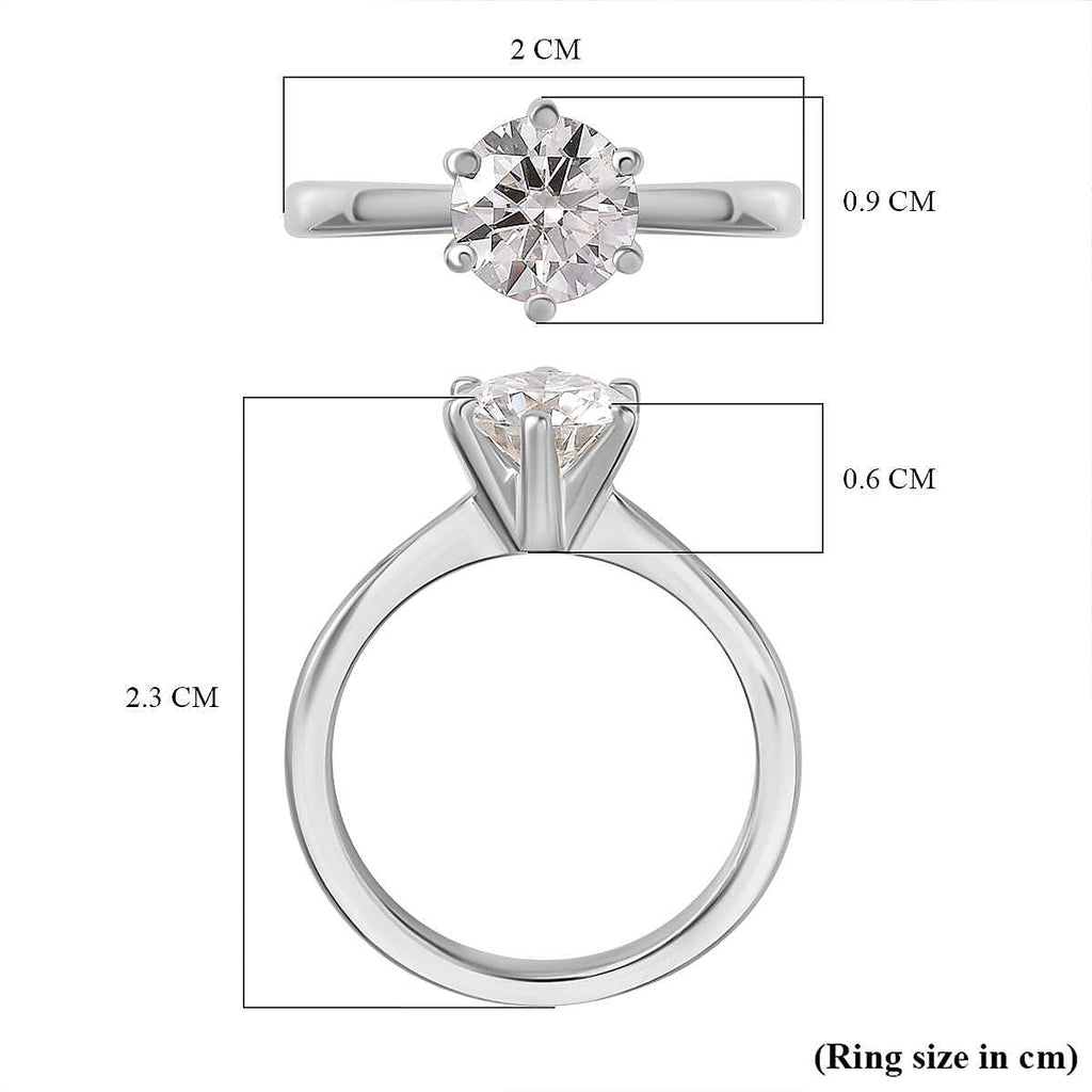 Moissanite  Solitaire Ring in Platinum Overlay Sterling Silver 1.15 Ct
