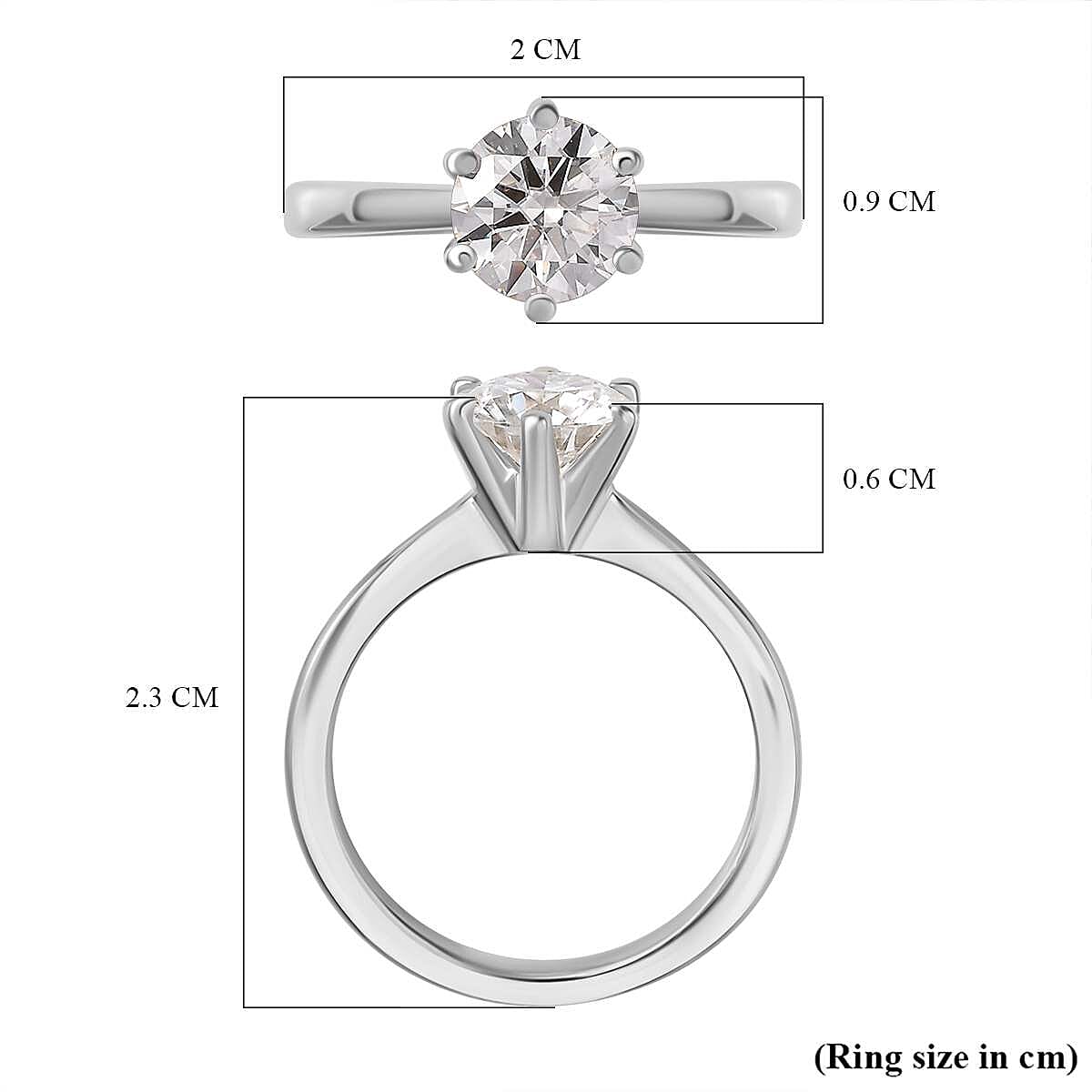 GRA Certified Moissanite Solitaire Ring in Platinum Overlay Sterling Silver 1.14 Ct V32639144 7