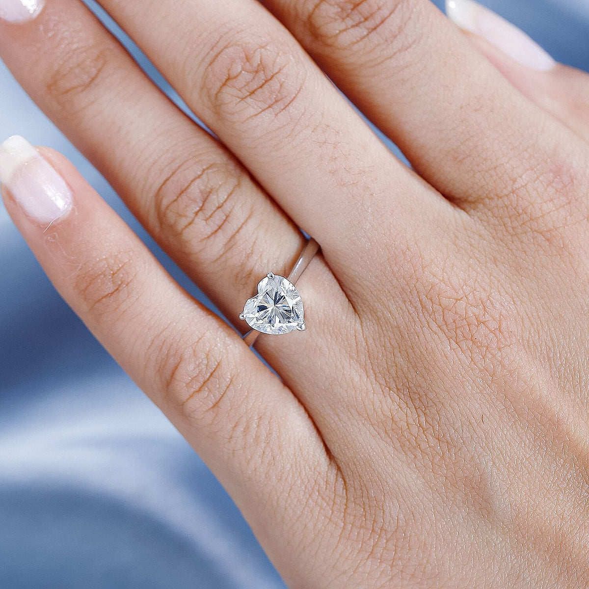 Moissanite Solitaire Heart Ring in Platinum Overlay Sterling Silver 7712053 3