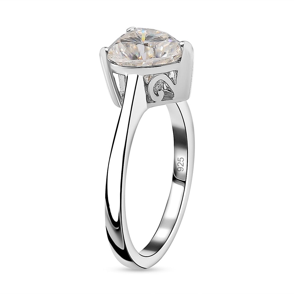 Moissanite Solitaire Heart Ring in Platinum Overlay Sterling Silver 7712053 4