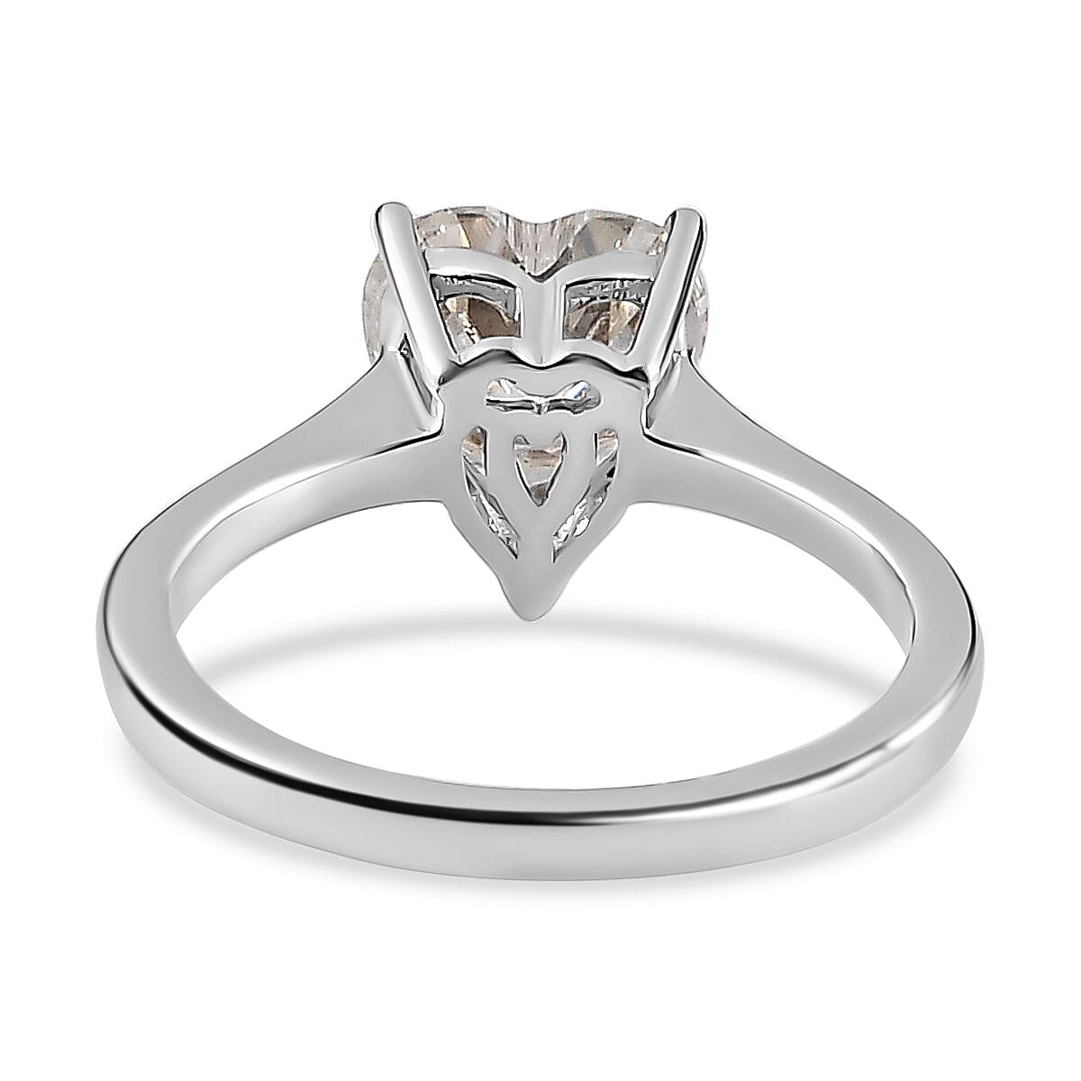 Moissanite Solitaire Heart Ring in Platinum Overlay Sterling Silver 7712053 5