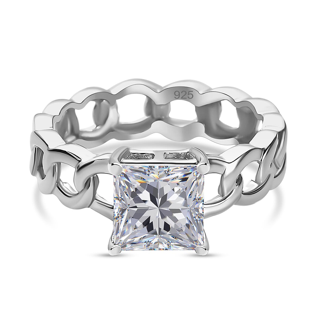 Moissanite Solitaire Ring in Platinum Overlay Sterling Silver 1.86 Ct. 7473979 0