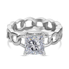 Moissanite Solitaire Ring in Platinum Overlay Sterling Silver 1.86 Ct.