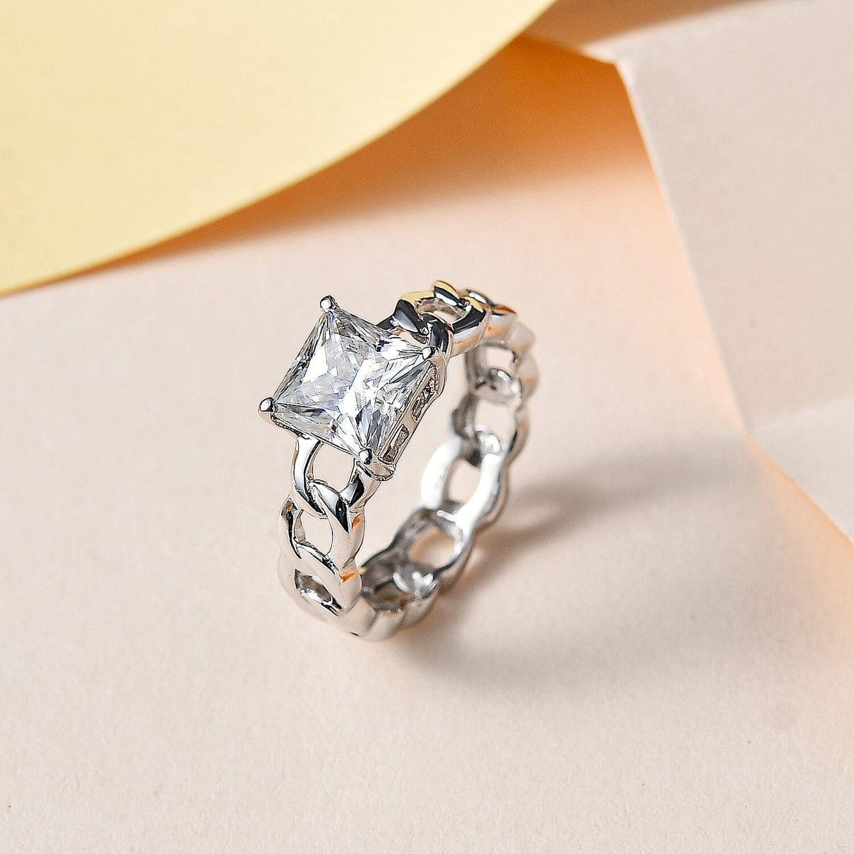 Moissanite Solitaire Ring in Platinum Overlay Sterling Silver 1.86 Ct. 7473979 1