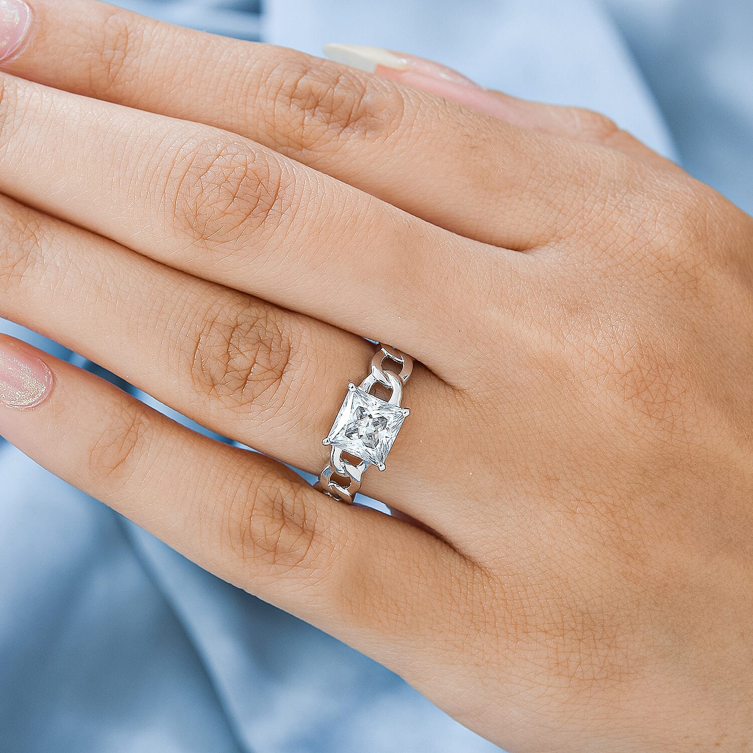 Moissanite Solitaire Ring in Platinum Overlay Sterling Silver 1.86 Ct. 7473979 2
