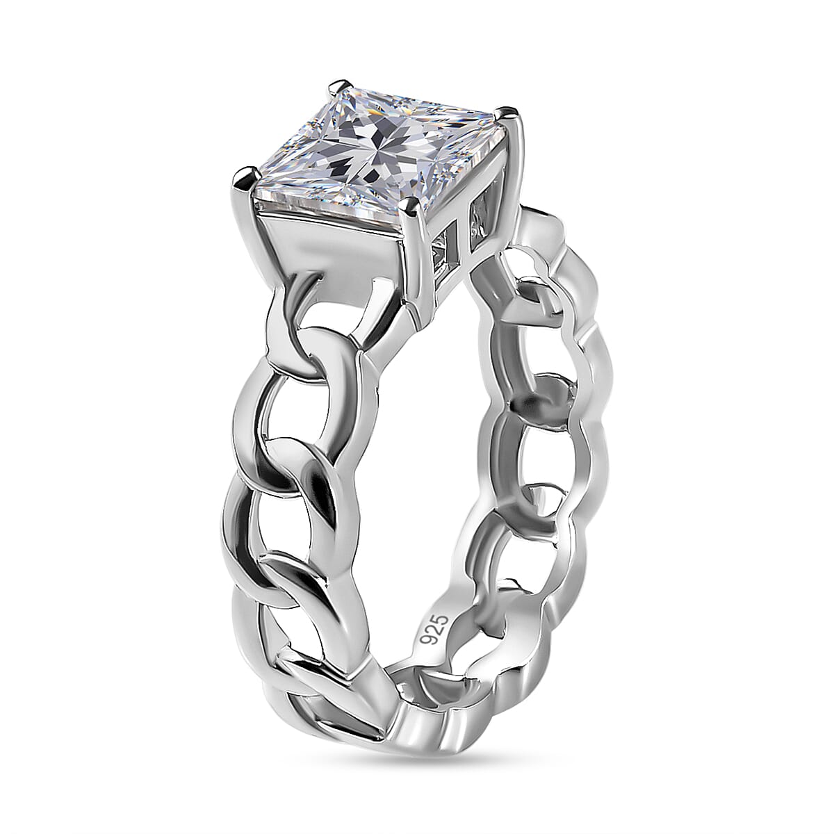 Moissanite Solitaire Ring in Platinum Overlay Sterling Silver 1.86 Ct. 7473979 3