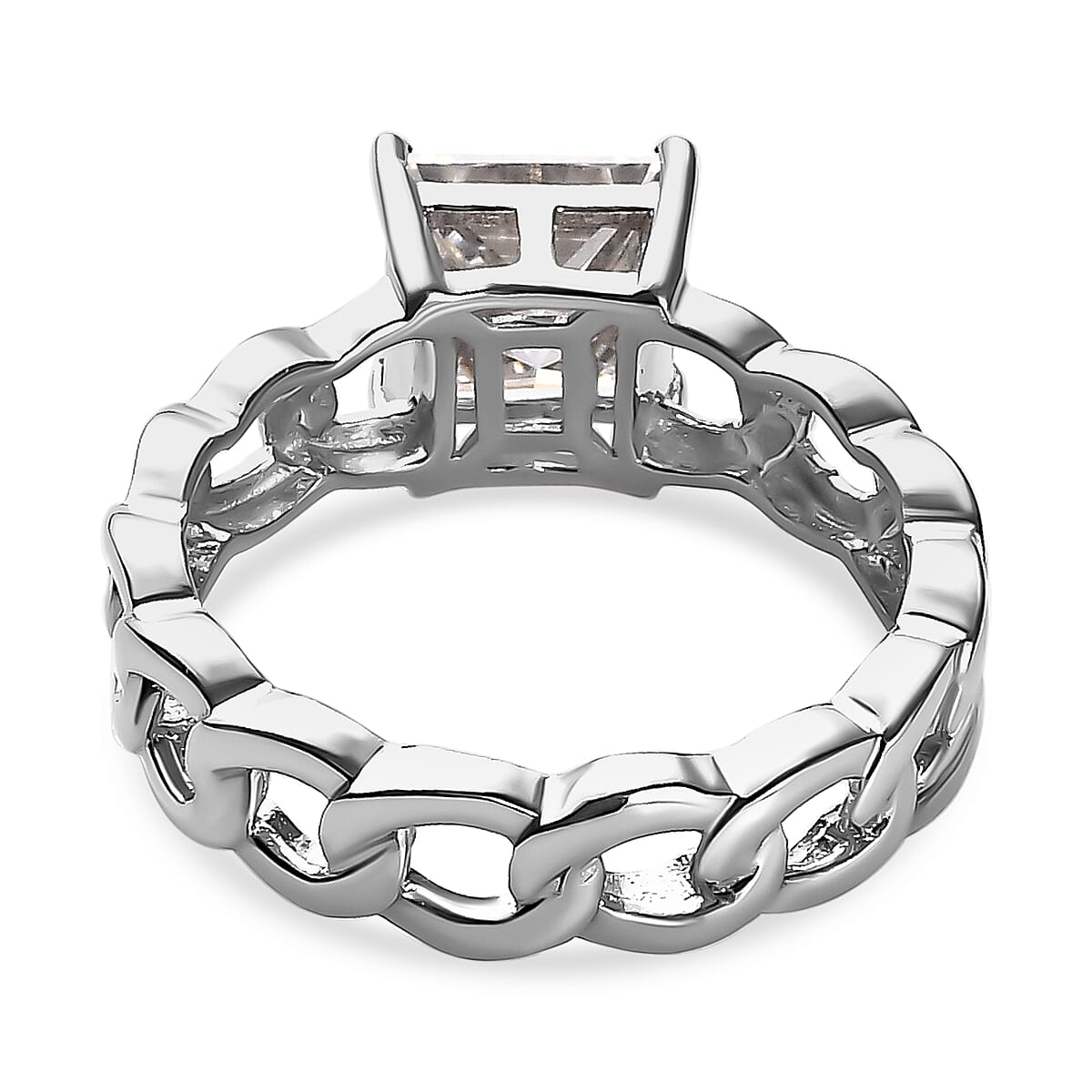Moissanite Solitaire Ring in Platinum Overlay Sterling Silver 1.86 Ct. 7473979 4