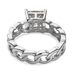 Moissanite Solitaire Ring in Platinum Overlay Sterling Silver 1.86 Ct.