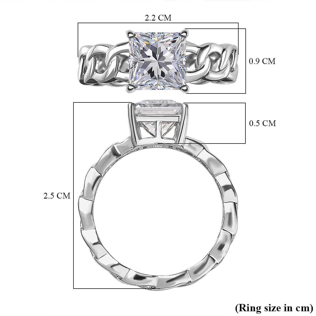 Moissanite Solitaire Ring in Platinum Overlay Sterling Silver 1.86 Ct. 7473979 5