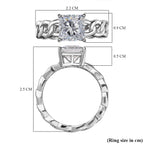Moissanite Solitaire Ring in Platinum Overlay Sterling Silver 1.86 Ct.